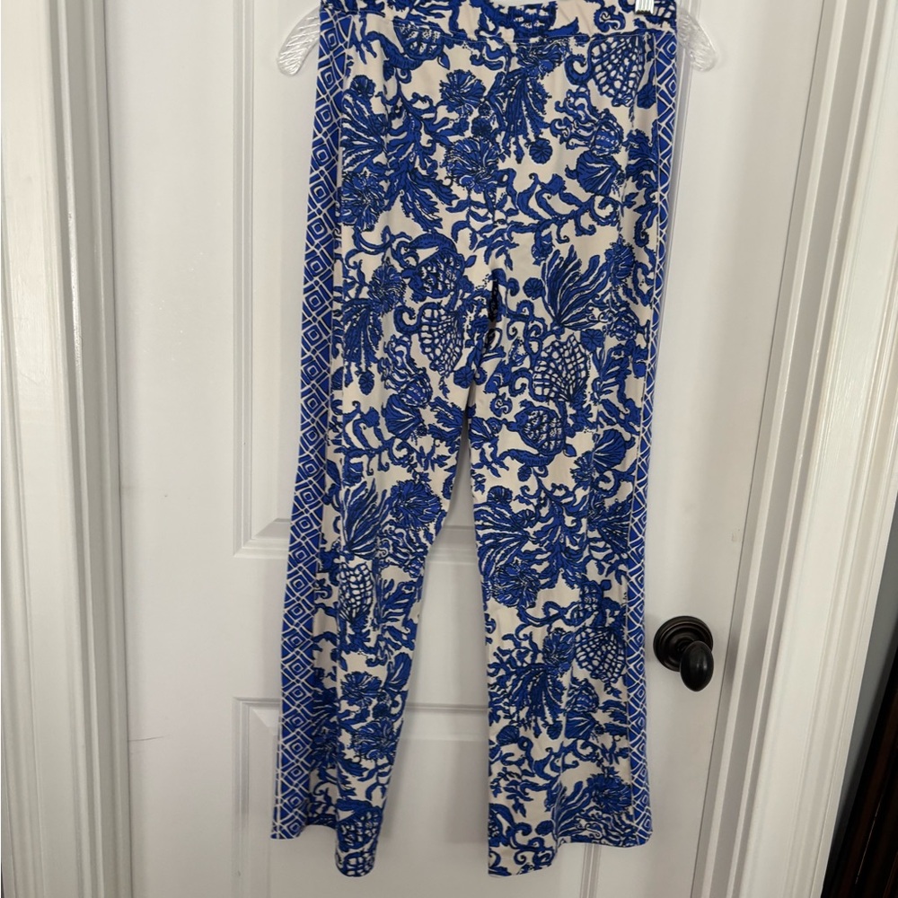 Lilly Pulitzer Blue and White Patterned Flare Pants